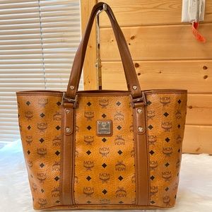 Authentic MCM Visetos Cognac Large Tote